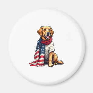 Amerikaanse Vlag Gegraveerde Golden Retriever Hond Magneet