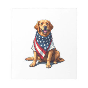 Amerikaanse Vlag Gegraveerde Golden Retriever Hond Notitieblok