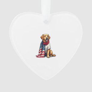 Amerikaanse Vlag Gegraveerde Golden Retriever Hond Ornament