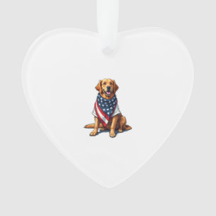 Amerikaanse Vlag Gegraveerde Golden Retriever Hond Ornament