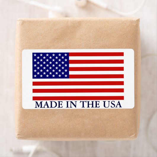 Amerikaanse vlag gemaakt in het label 1 van de Ver (Insitu)