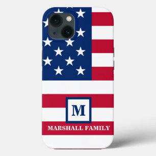 Amerikaanse vlag Gepersonaliseerd monogram 4 juli iPhone 13 Hoesje