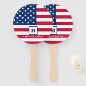 Amerikaanse vlag Gepersonaliseerd monogram 4 juli Handwaaier (Voorkant en achterkant)