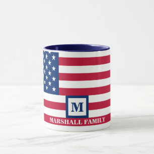 Amerikaanse vlag Gepersonaliseerd monogram 4 juli Mok
