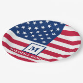 Amerikaanse vlag Gepersonaliseerd monogram 4 juli Papieren Bordje (Gekanteld)