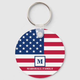 Amerikaanse vlag Gepersonaliseerd monogram 4 juli Sleutelhanger