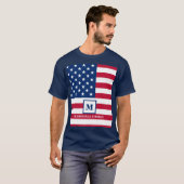 Amerikaanse vlag Gepersonaliseerd monogram 4 juli T-shirt (Voorkant volledig)