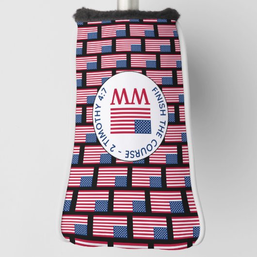 AMERIKAANSE Vlag Gepersonaliseerde MONOGRAM Putter Golfheadcover (Draai 90)
