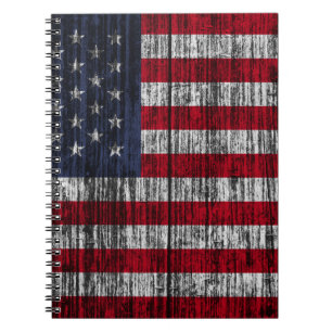 Amerikaanse vlag geschilderd op de achtergrond van notitieboek