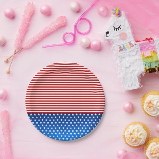 Amerikaanse vlag gestileerd papieren bordje (Feest)