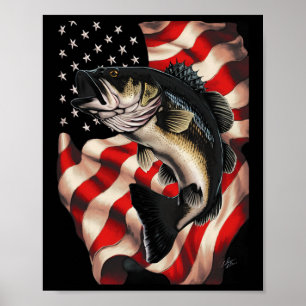 Amerikaanse vlag Gevist op 4 juli voor vissers Poster