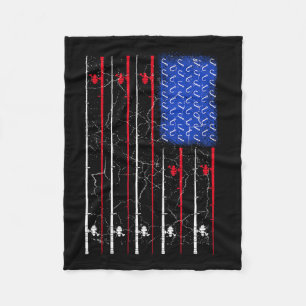 Amerikaanse vlag Gevist Rod Top Fleece Deken