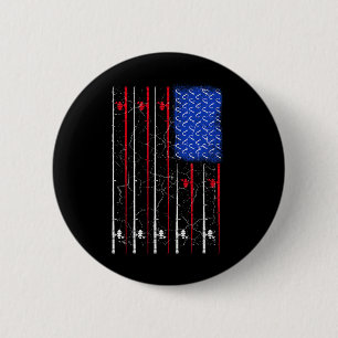 Amerikaanse vlag Gevist Rod Top Ronde Button 5,7 Cm