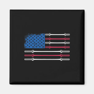 Amerikaanse vlag Gewichtheffen Barbell Patriotic L Magneet