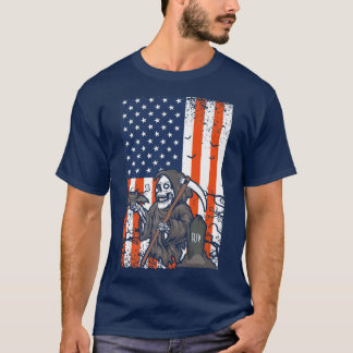 Amerikaanse vlag Ghost Halloween Spooky Costume Ma T-shirt