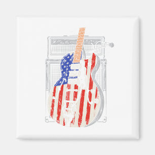 Amerikaanse Vlag Gitaar 4e Juli Gitarist VS Landen Magneet