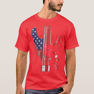 amerikaanse vlag gitaarmusicus noodlijdende gitaar t-shirt