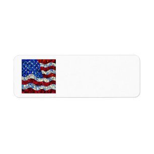 Amerikaanse vlag Glas in lood Adresetiketten Etiket
