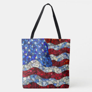 Amerikaanse vlag Glas in lood Canvas tas