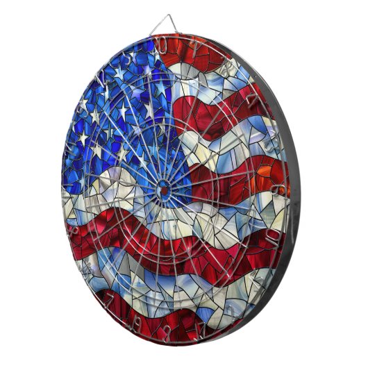 Amerikaanse vlag Glas in lood Dartboard Dartbord (Voorkant Rechts)