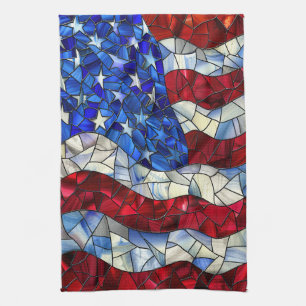 Amerikaanse vlag Glas in lood keukenhanddoek