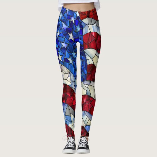 Amerikaanse vlag Glas in lood Leggings (Voorkant)