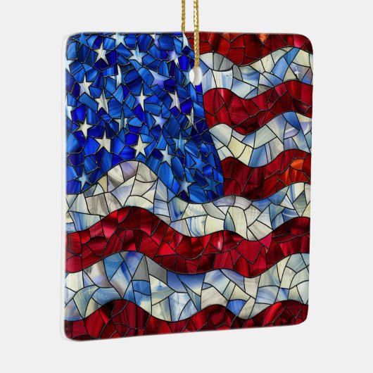 Amerikaanse vlag Glas in lood Ornament (Rechts)