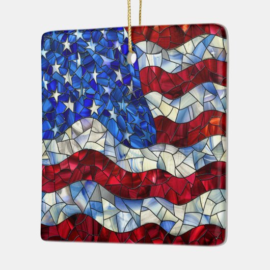 Amerikaanse vlag Glas in lood Ornament (Links)