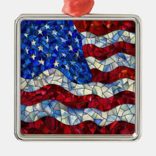 Amerikaanse vlag Glas in lood Ornament
