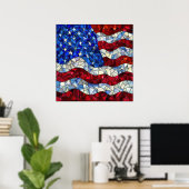 Amerikaanse vlag Glas in lood Poster (Thuiskantoor)