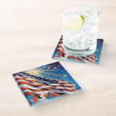 Amerikaanse vlag glas Onderzetter (Schuin)