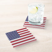 Amerikaanse vlag glazen onderzetter (Schuin)