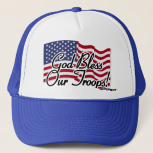 Amerikaanse vlag - God zegene onze troepen! Trucker Pet