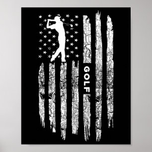 Amerikaanse Vlag Golf Kleding - Golfer Vintage Gol Poster