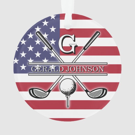 Amerikaanse vlag Golf Monogram Design Ornament (achterkant)