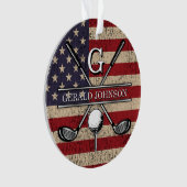 Amerikaanse vlag Golf Monogram Design Ornament (voorkant)