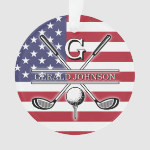 Amerikaanse vlag Golf Monogram Design Ornament