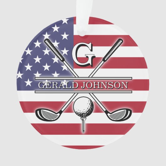 Amerikaanse vlag Golf Monogram Design Ornament (voorkant)