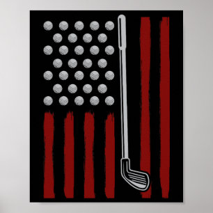 Amerikaanse Vlag Golfer 4 juli Mannen Golf Amerika Poster