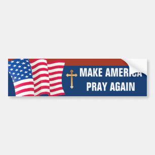 Amerikaanse Vlag Gouden Kruis Bumpersticker