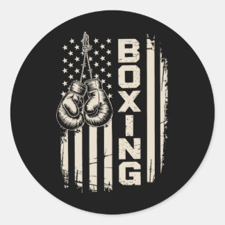 Amerikaanse Vlag Grappige Bokser Gym Handschoenen  Ronde Sticker