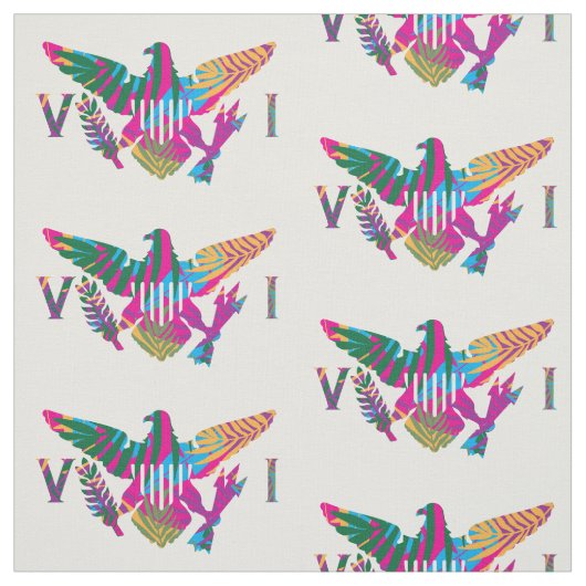 Amerikaanse vlag (groot) tropische bladeren stof (Swatch)