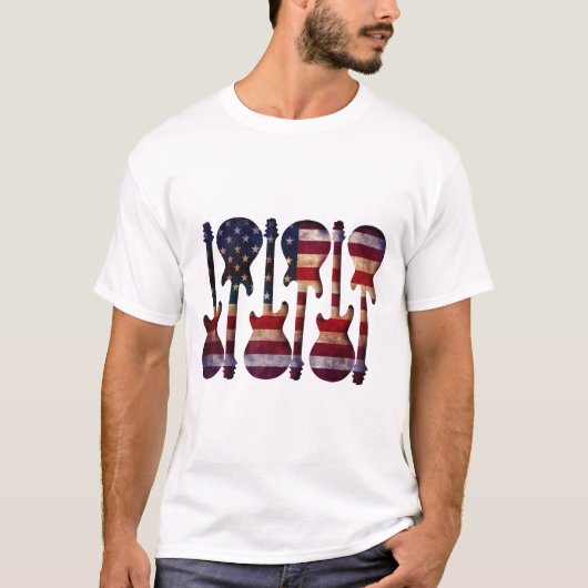 Amerikaanse vlag Guitar Art T-shirt (Voorkant)
