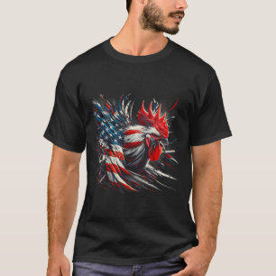 Amerikaanse Vlag Haan Kip 4 juli Dier T-shirt