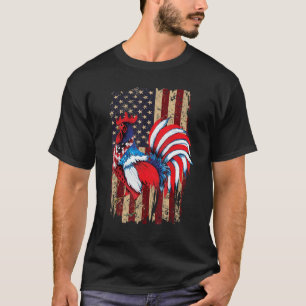 Amerikaanse Vlag Haan Kip 4 juli Patriot T-shirt