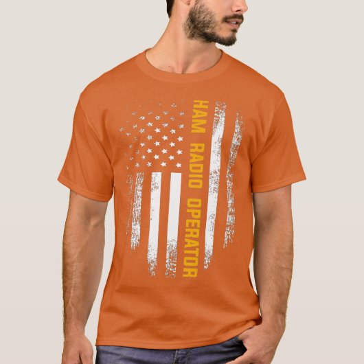 -Amerikaanse Vlag-Ham-radio-operator T-shirt (Voorkant)