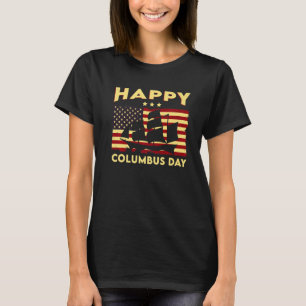  Amerikaanse vlag Happy Columbus Day Women Mannen T-shirt