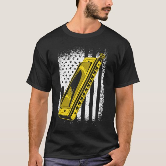 Amerikaanse vlag Harmonica T-shirt (Voorkant)
