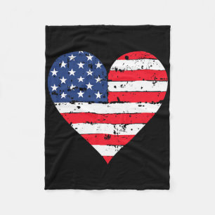 Amerikaanse Vlag Hart 4 juli Amerika Patriottische Fleece Deken