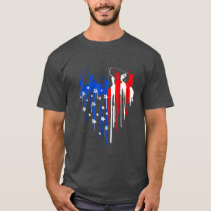 Amerikaanse Vlag Hart 4e Juli Vissen Mannen Vader T-shirt